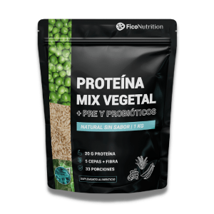 Proteína Mix Vegetal + Pre y Probióticos Natural Sin Sabor 1 Kg - FicoNutrition