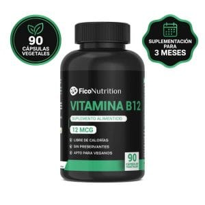Vitamina B12 Cianocobalamina 12 mcg 90 cápsulas vegetales - FicoNutrition
