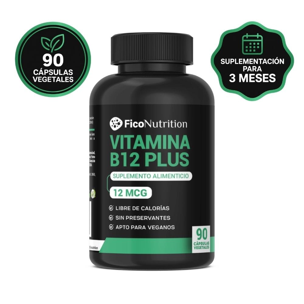 Vitamina B12 Plus 12 MCG + Multivitamínico Vegano (90 Cápsulas Vegetales | 3 Meses) – FicoNutrition