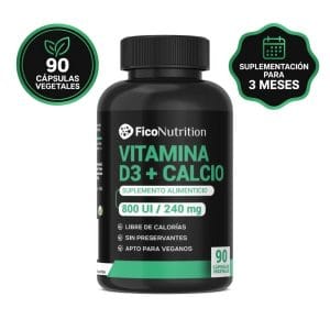 Vitamina D3 + Calcio 800 UI _ 240 mg 90 cápsulas vegetales - FicoNutrition